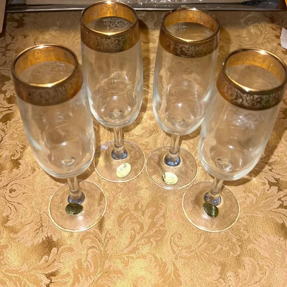 Cellini crystal stemware flutes